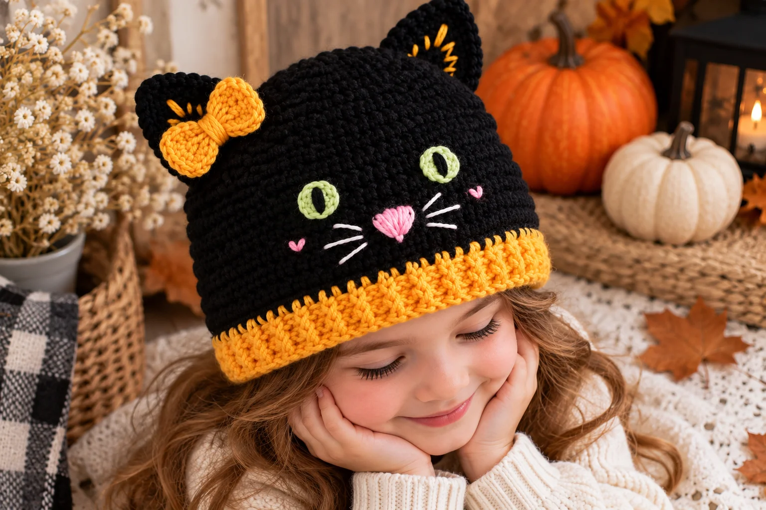 Crochet Black Cat Hat