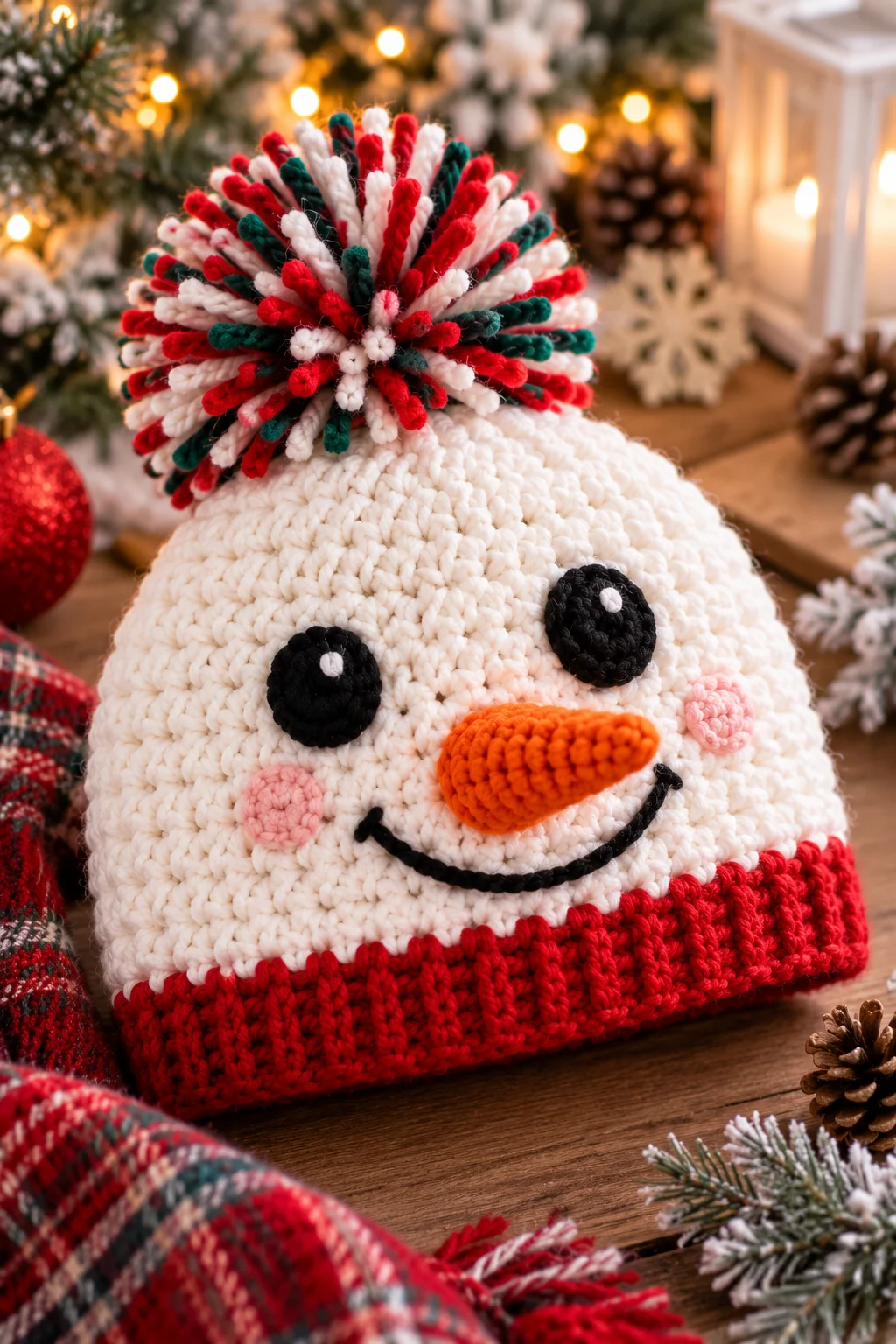 Classic Crochet Snowman Hat