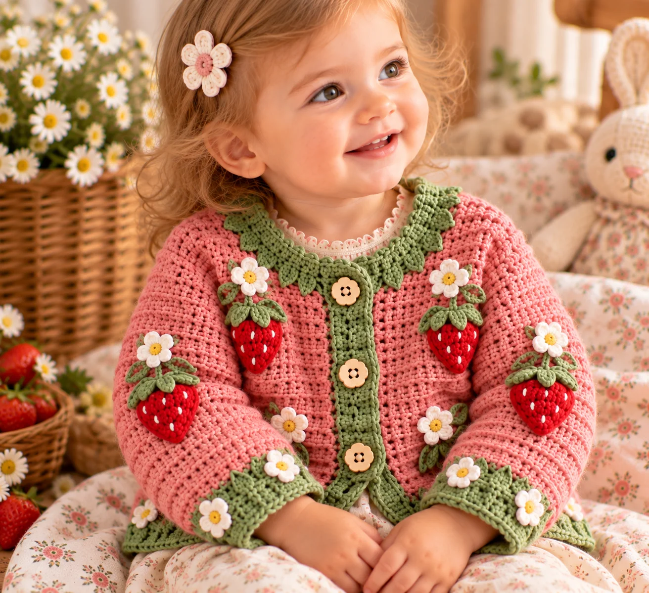 Free Crochet Strawberry Cardigan Pattern
