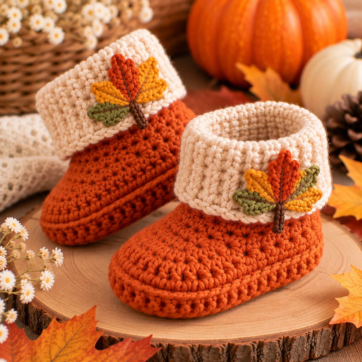 Fall Baby Booties Free Crochet Pattern