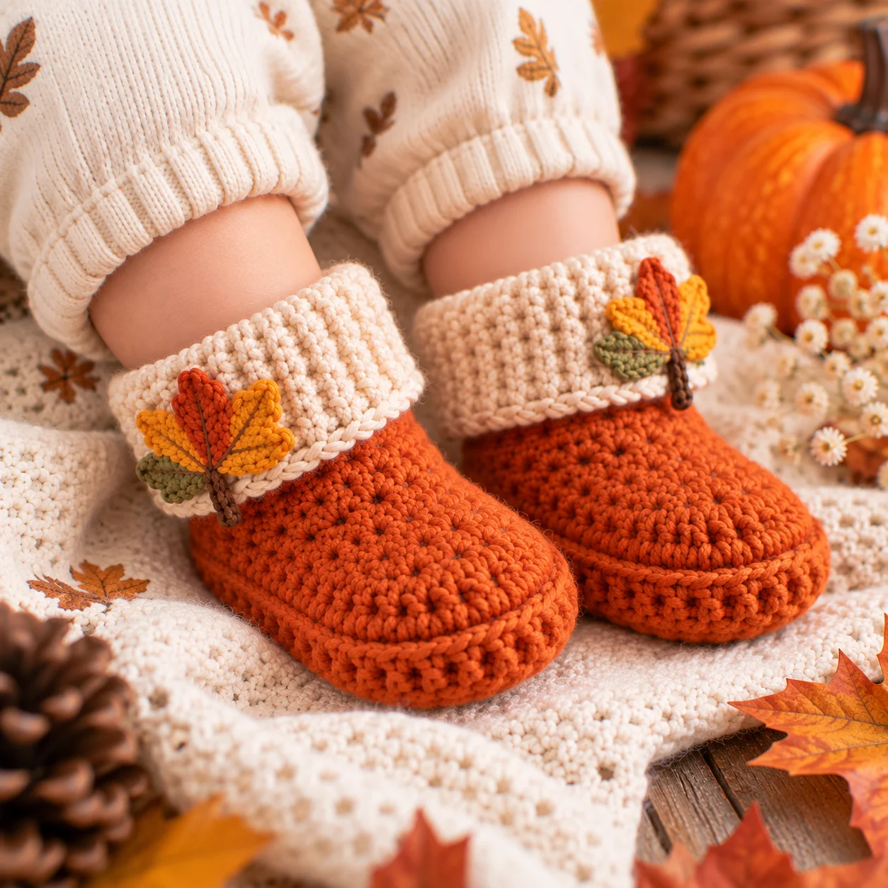 Autumn Baby Booties Free Crochet Pattern