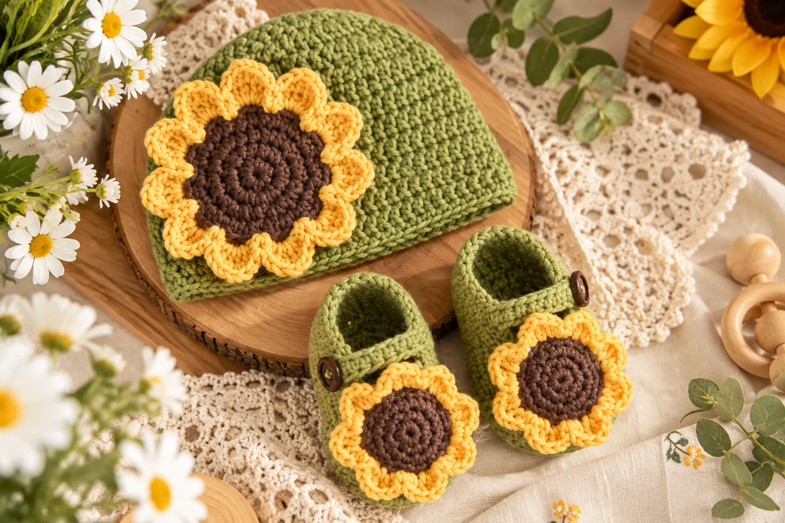Sunflower Baby Beanie Hat