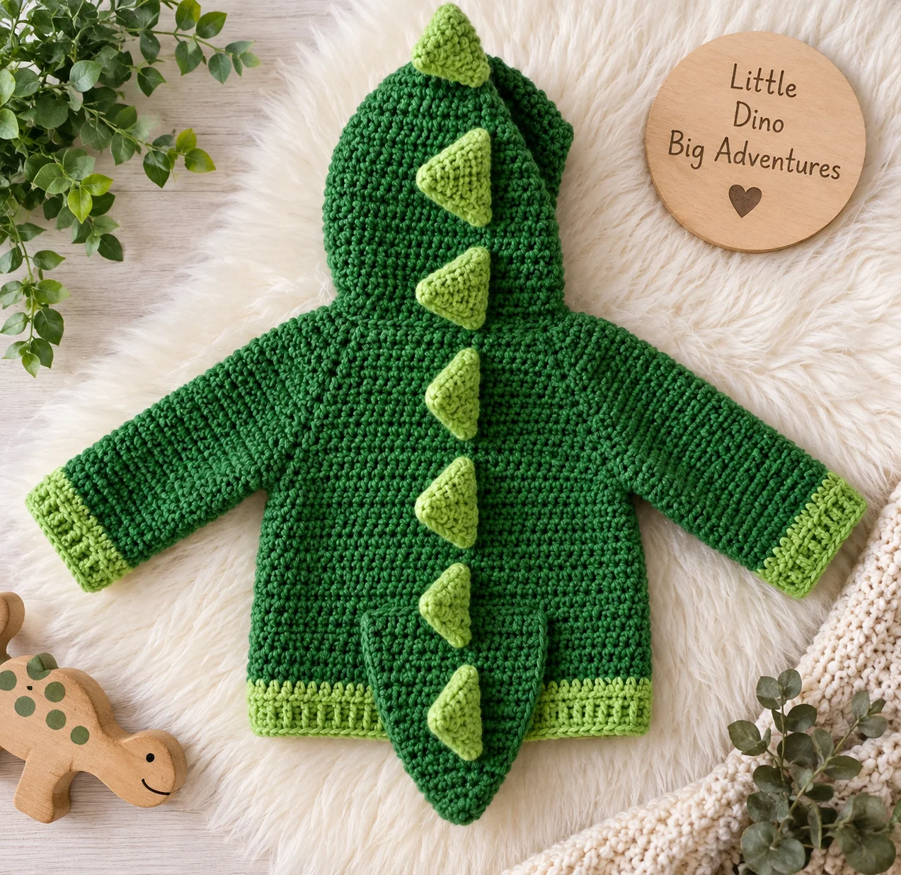 Dinosaur Hooded Sweater Free Crochet Pattern