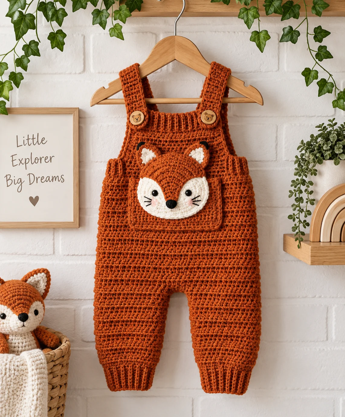 Fox Baby Shortalls Crochet Pattern