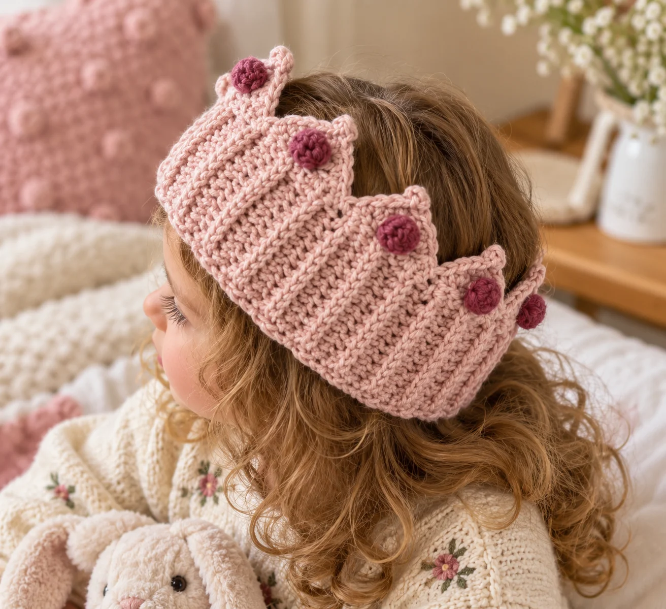 Free Crochet Crown Headband Pattern in 3 Sizes