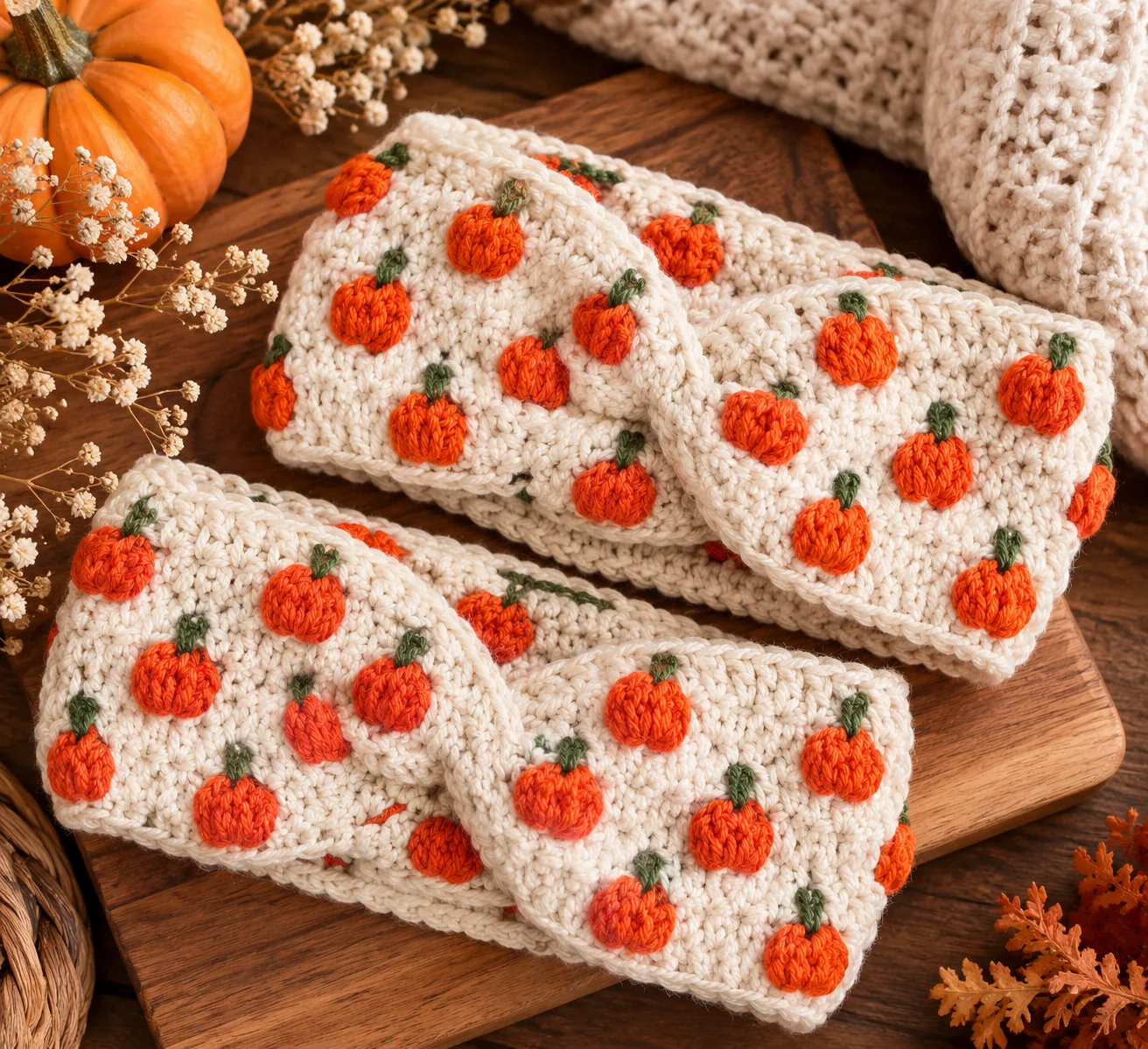 Free Crochet Pumpkin Headband Pattern for Fall