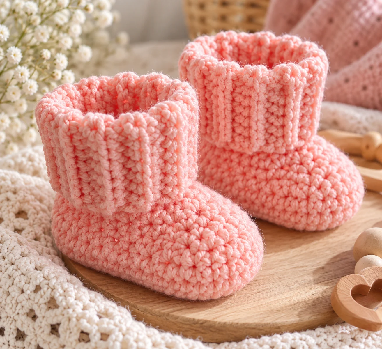 Free Easy Crochet Baby Booties Pattern – 4 Sizes