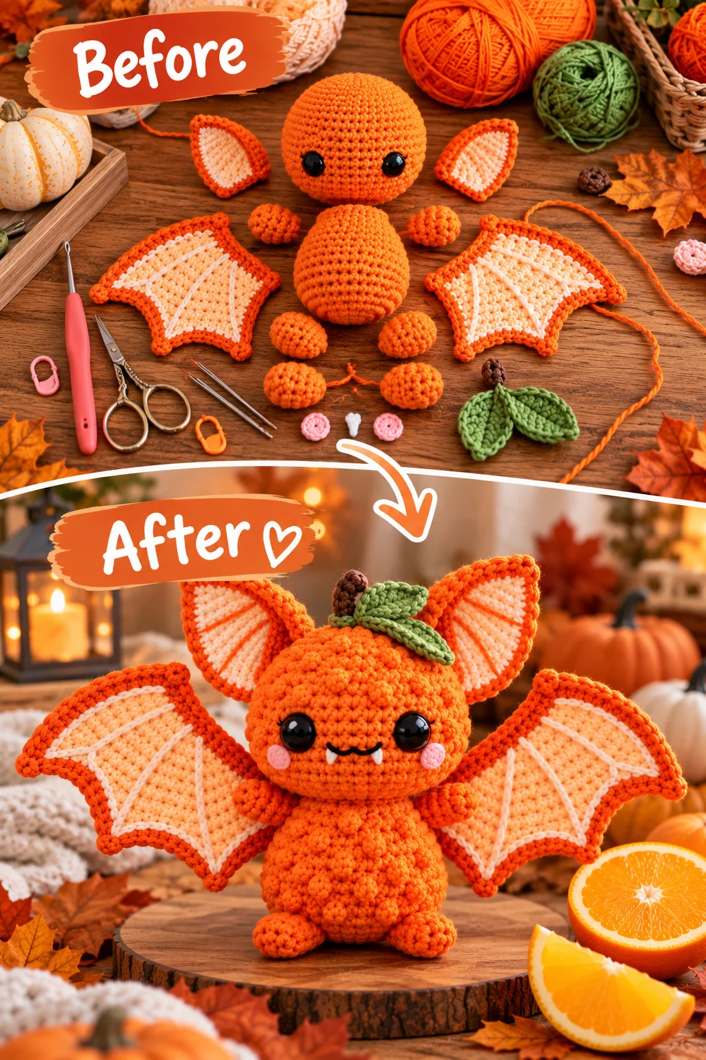 Orange Citrus Bat Amigurumi Free Crochet Pattern