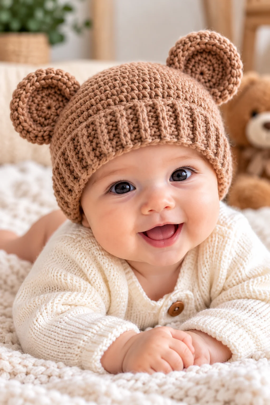 Baby Bear Crocheted Hat