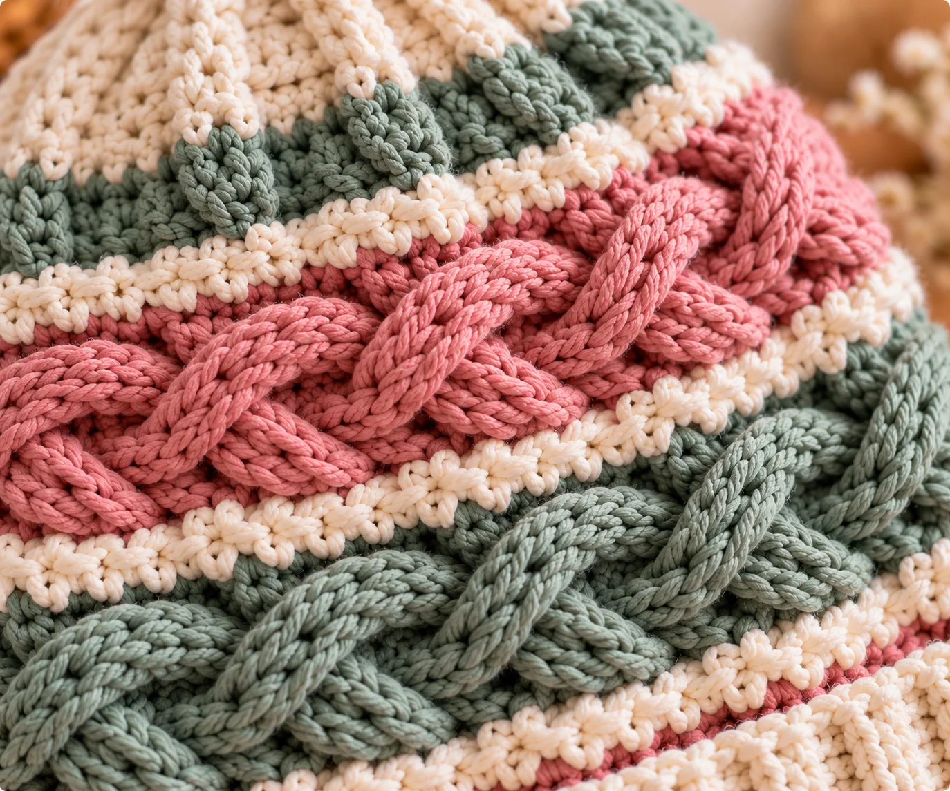 Crochet Celtic Stripes Beanie Free Pattern