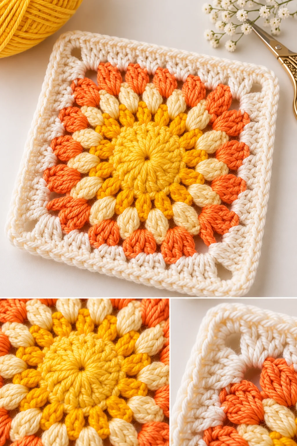 Sunshine Granny Square Crochet Pattern