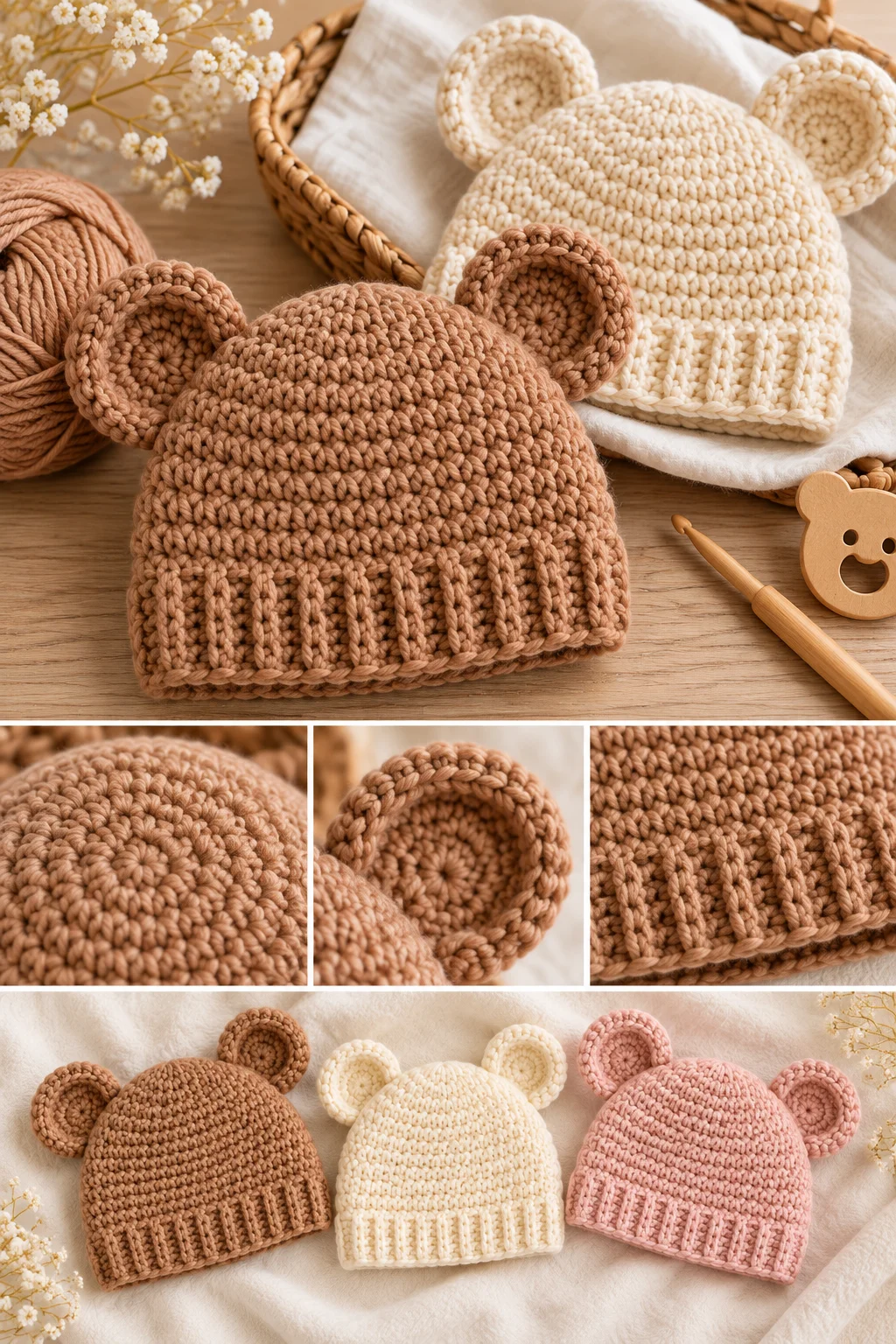 Baby Bear Crocheted Hat