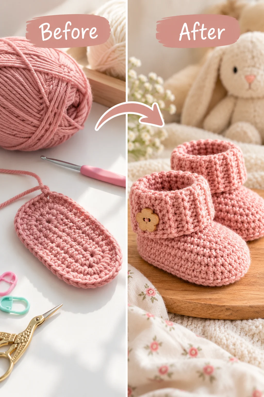 Classic Crochet Baby Booties with Folded Cuff