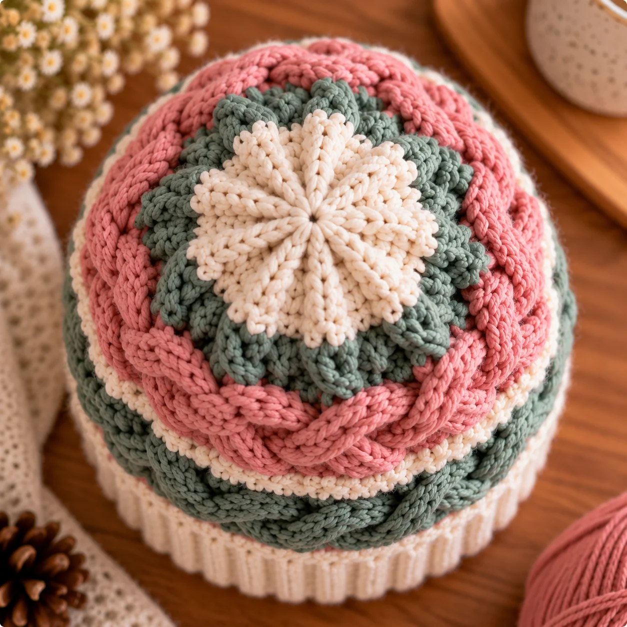 Crochet Celtic Stripes Beanie