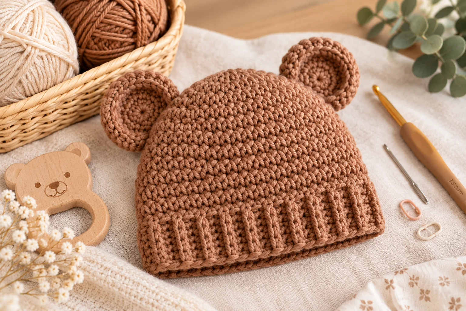 Baby Bear Crocheted Hat