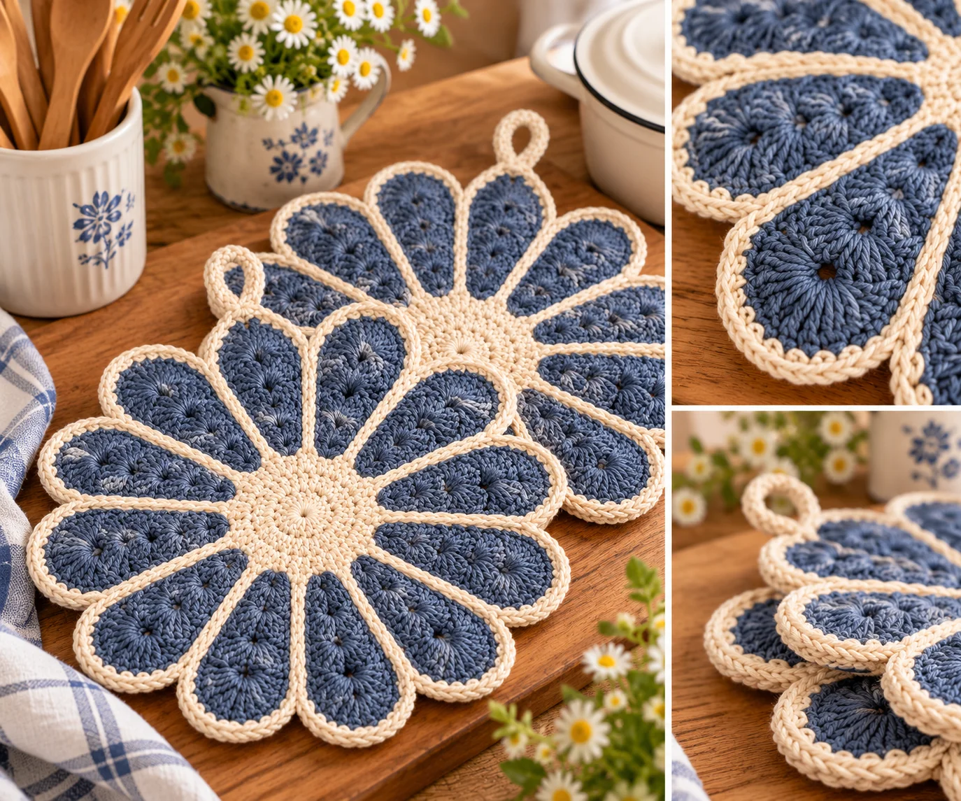 Vintage Crochet Flower Potholder
