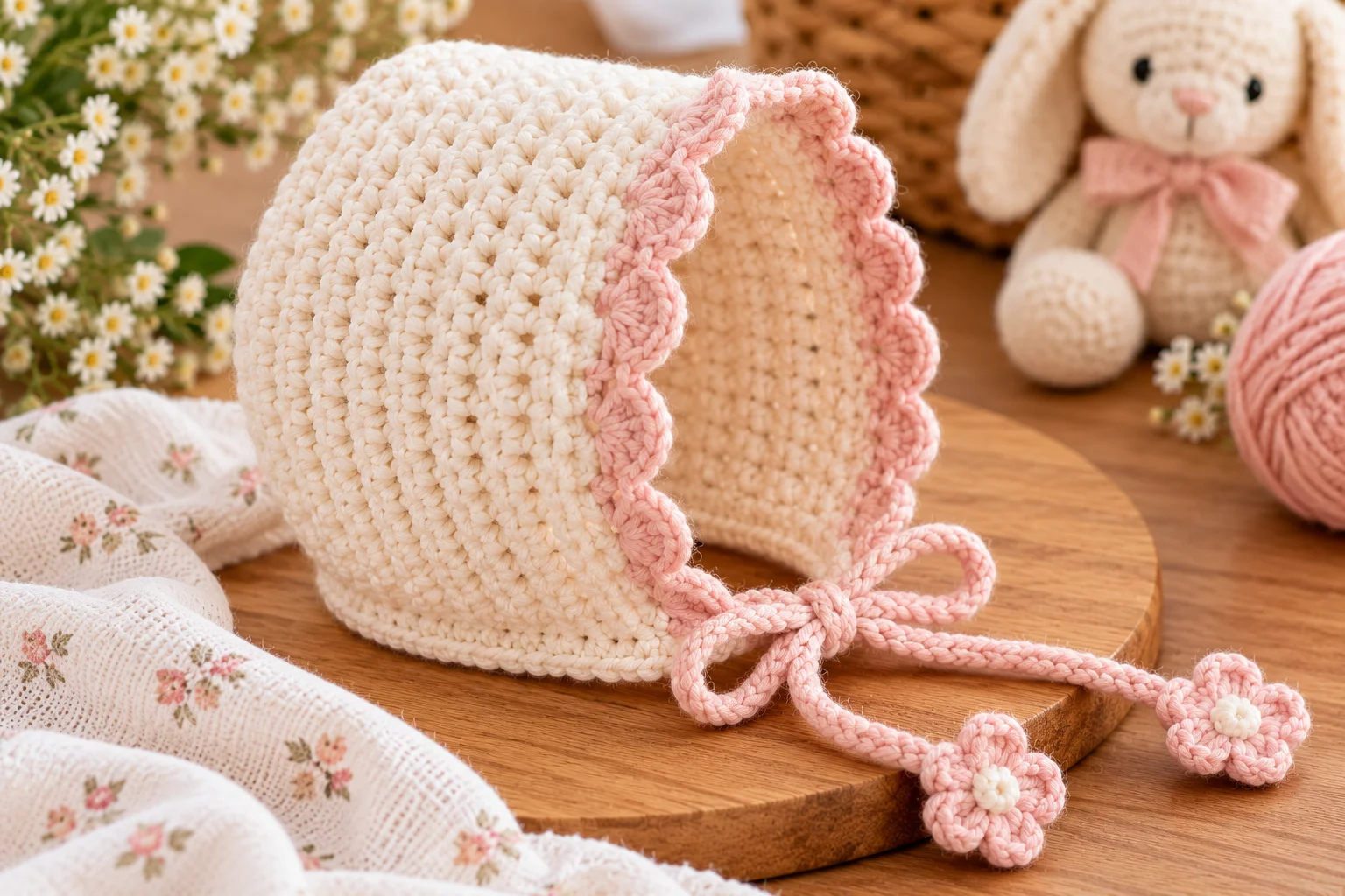 Crochet Newborn Bonnet Free Pattern