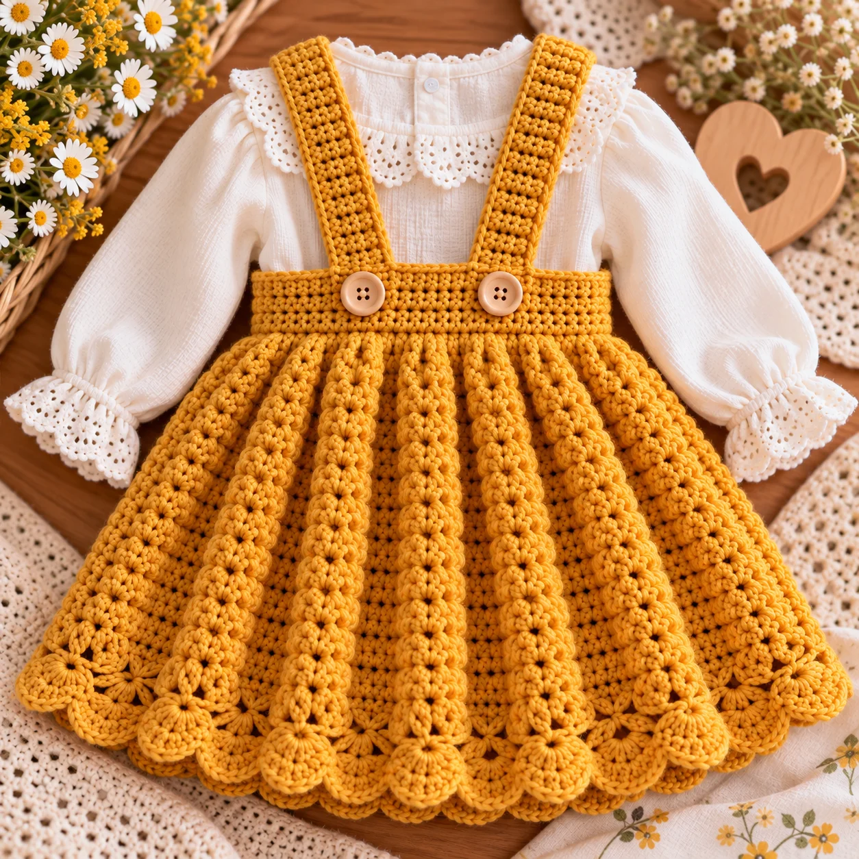 Mustard Yellow Baby Pinafore Dress