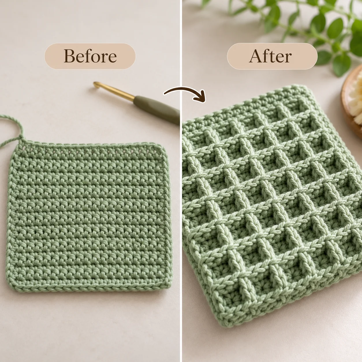 Waffle Stitch Crochet Dishcloth Pattern