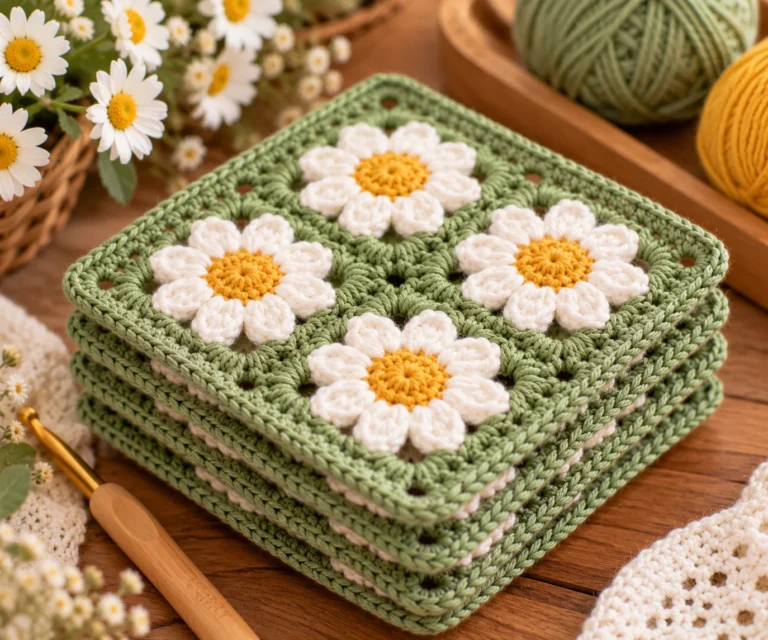 Crochet Field of Daisies Square