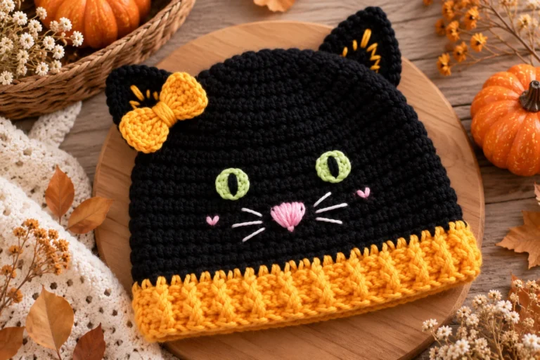 Crochet Black Cat Hat