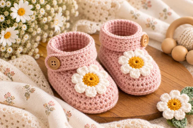 Little Daisy Crochet Baby Booties (Free Crochet Pattern)