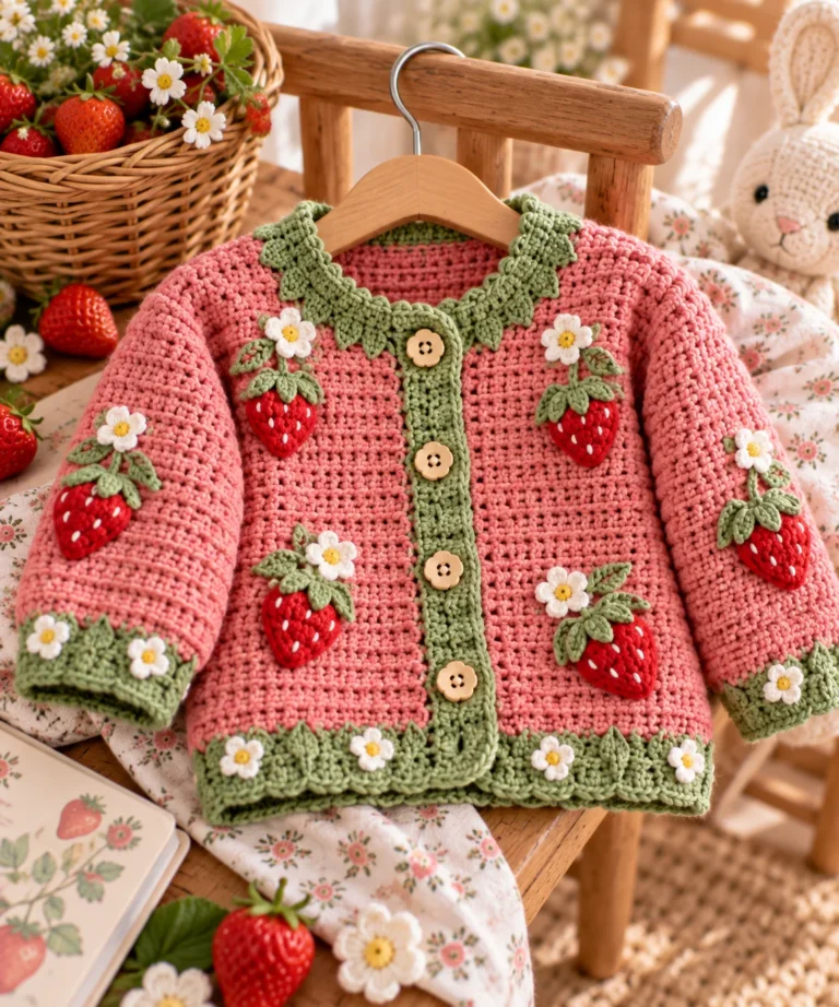 Crochet Strawberry Cardigan Pattern