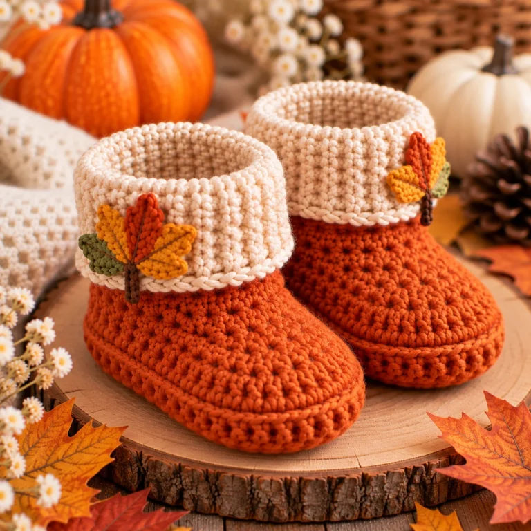 Autumn Baby Booties Free Crochet Pattern
