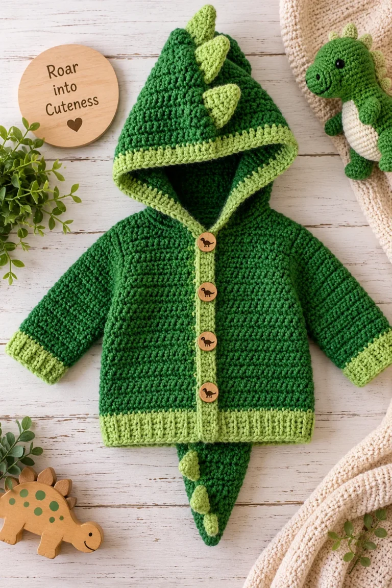 Dinosaur Hooded Sweater Free Crochet Pattern