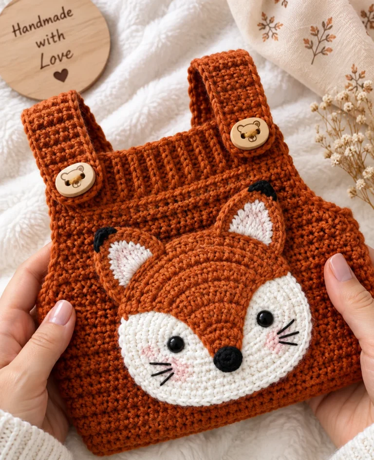 Fox Baby Shortalls Free Crochet Pattern