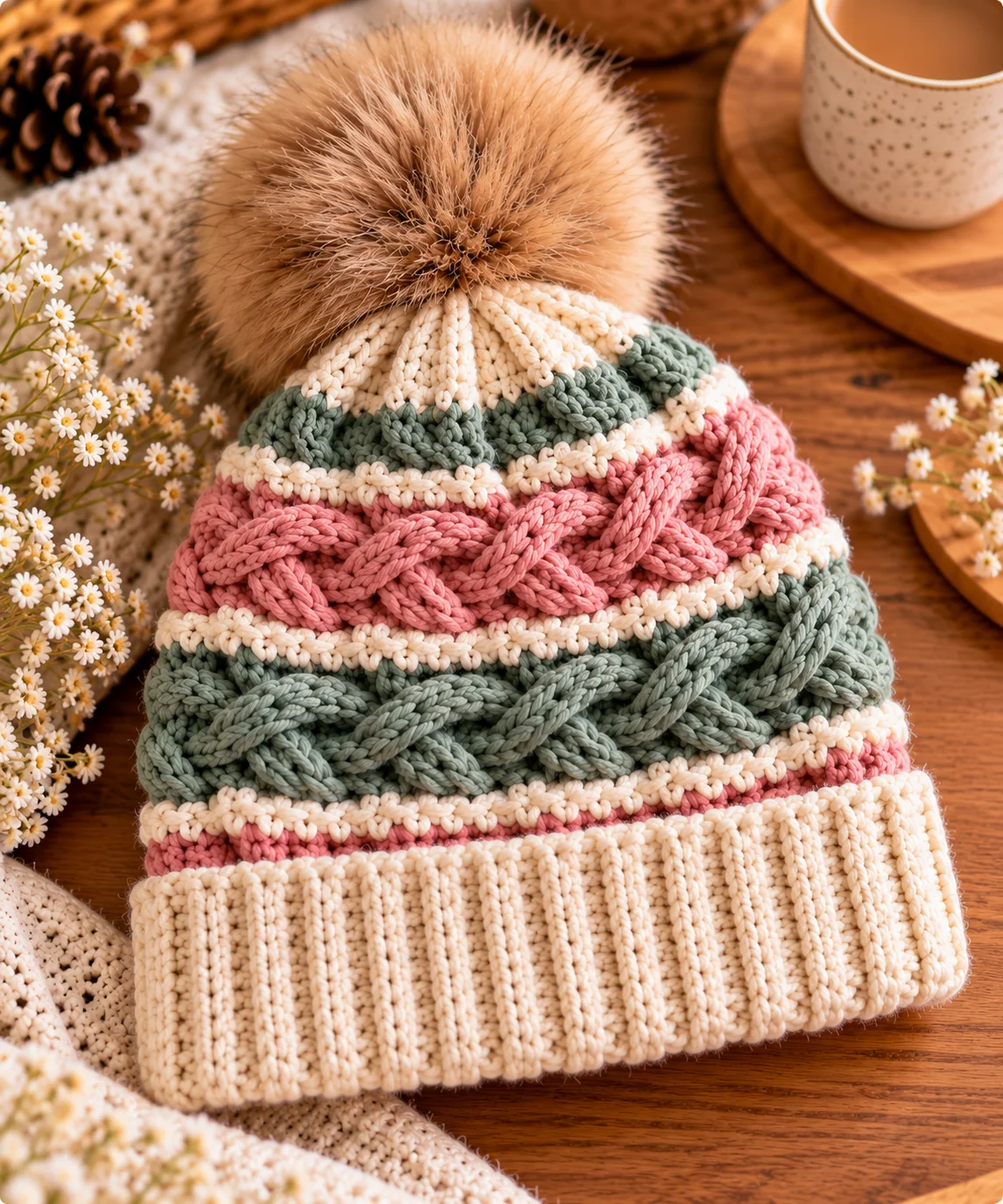 Crochet Celtic Stripes Beanie Free Pattern