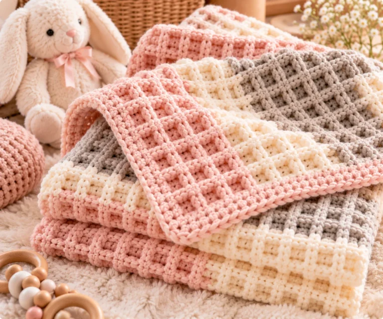 Free Waffle Stitch Baby Blanket Crochet Pattern