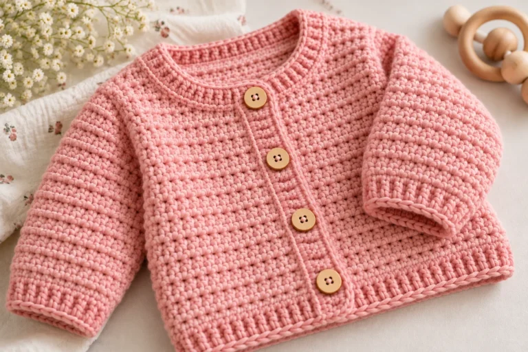 Super Easy Baby Cardigan Free Crochet Pattern
