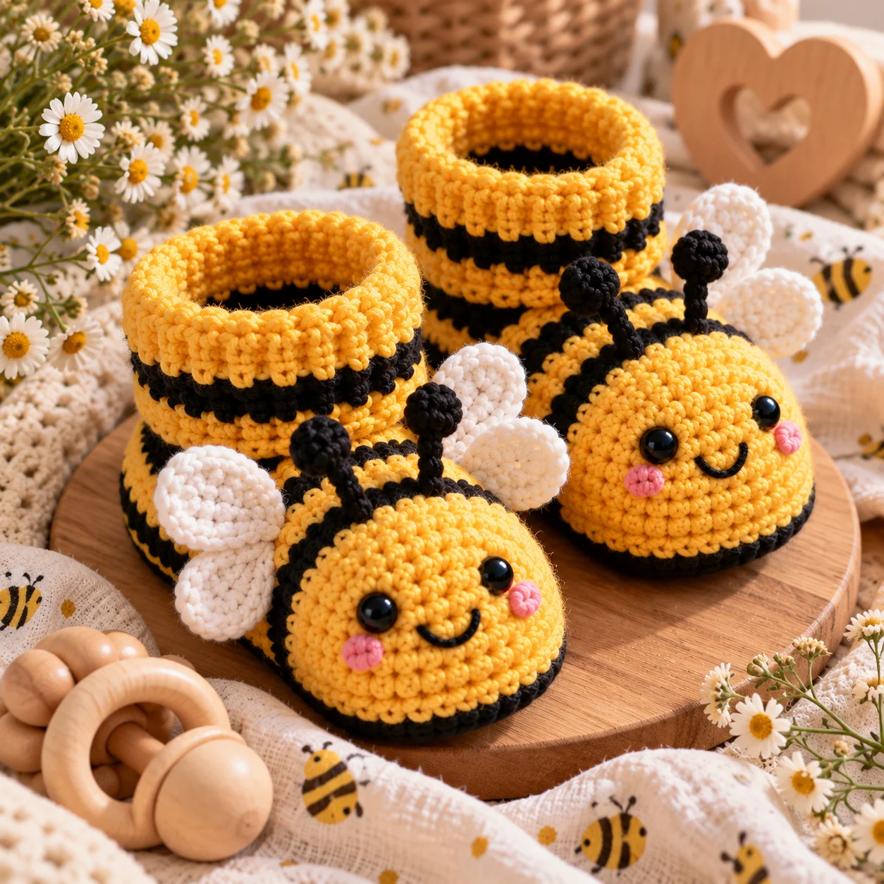 Bumblebee Baby Booties Crochet Pattern