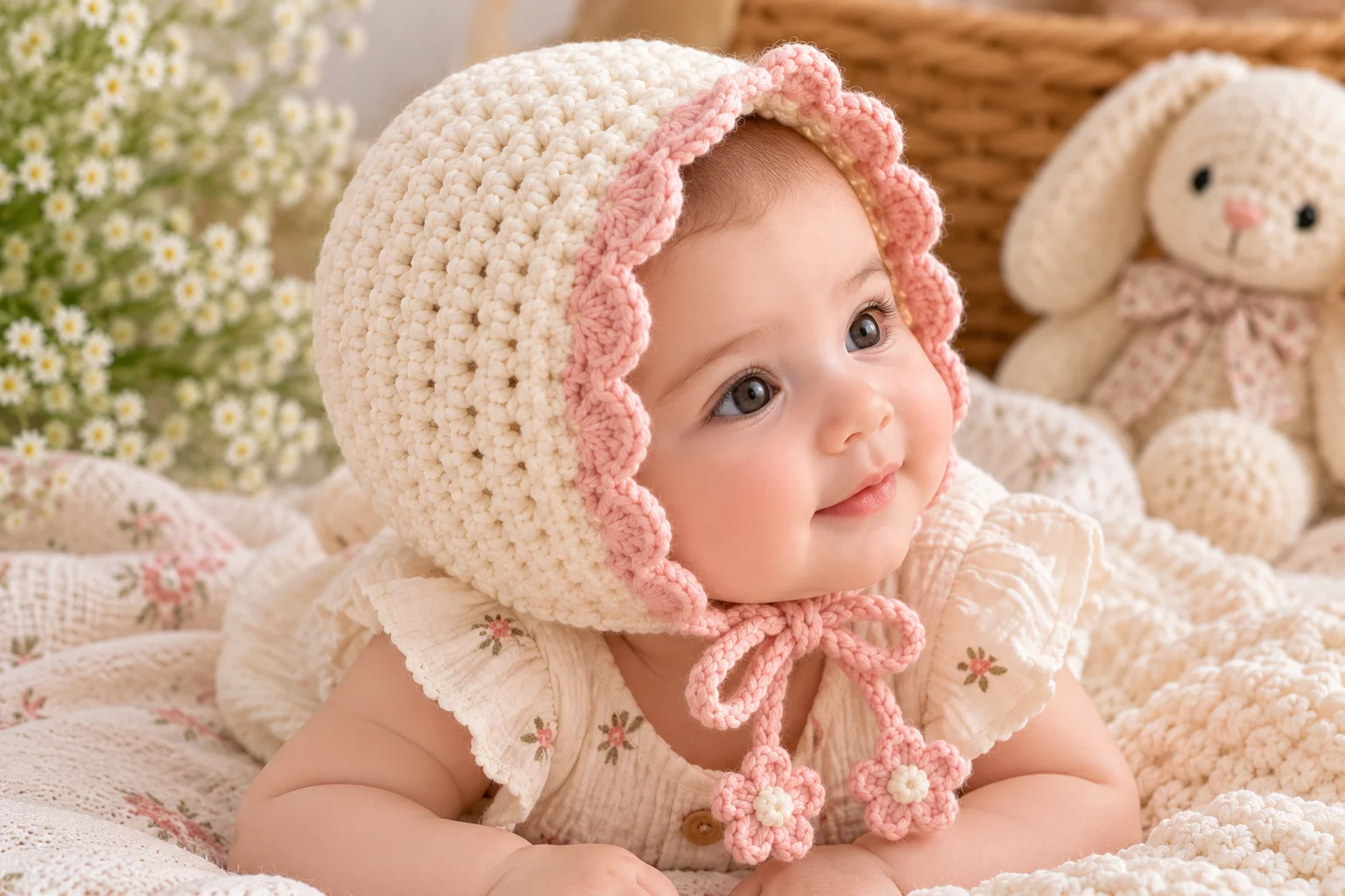 Crochet Newborn Bonnet Free Pattern