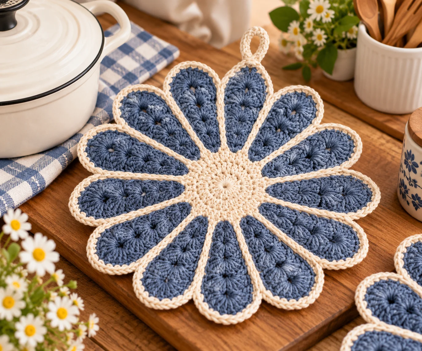 Vintage Crochet Flower Potholder